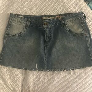 Mavi Blue Frayed Hem Mini Skirt
